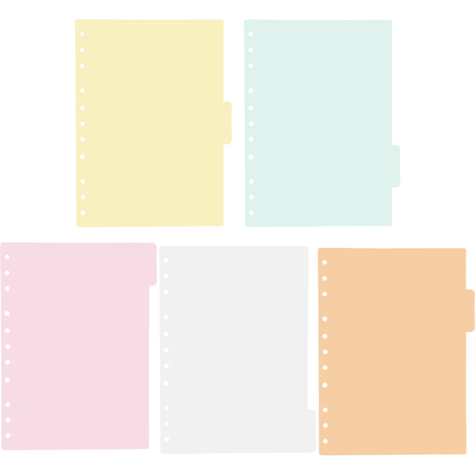 5Pcs Plastic Divider Binder Index Dividers Paper Index Divider B5 11 Holes Easy Use Office File Classification Tabs Colored