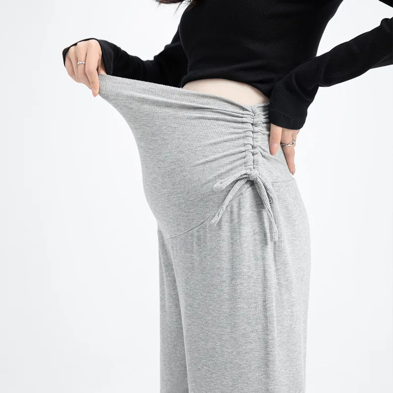 

Pregnant Official Trousers For Ladies Women Satin Trousers High Waist Wide Leg Pleated Baggy Straight Office Pants Women