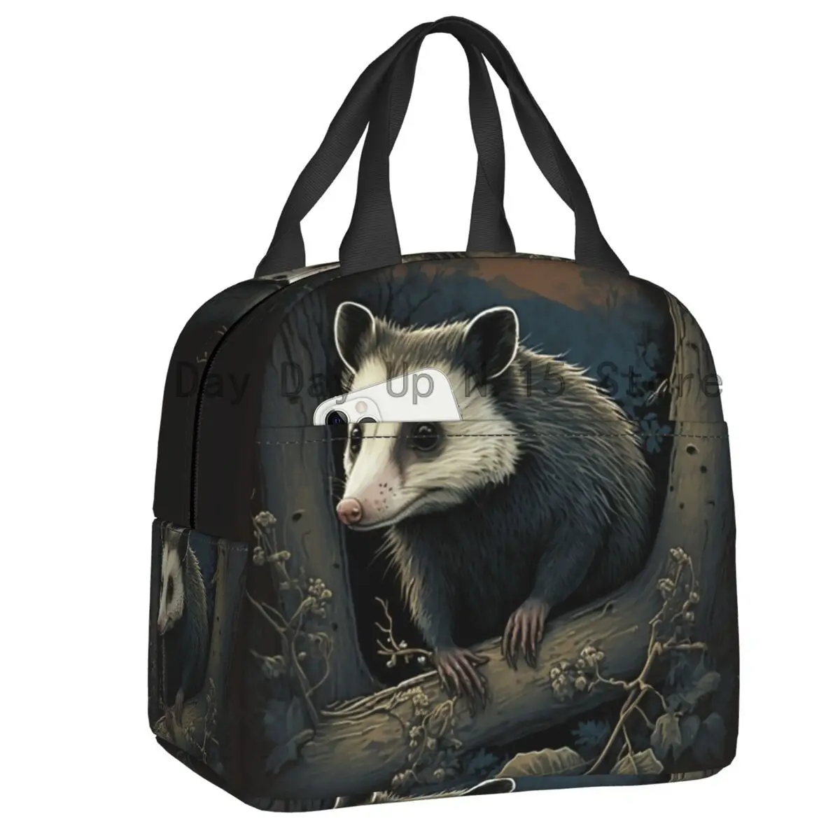 

The Hungry Opossum Insulated Lunch Bag for Women Waterproof Animal Pet Cooler Thermal Lunch Tote Beach Camping Travel