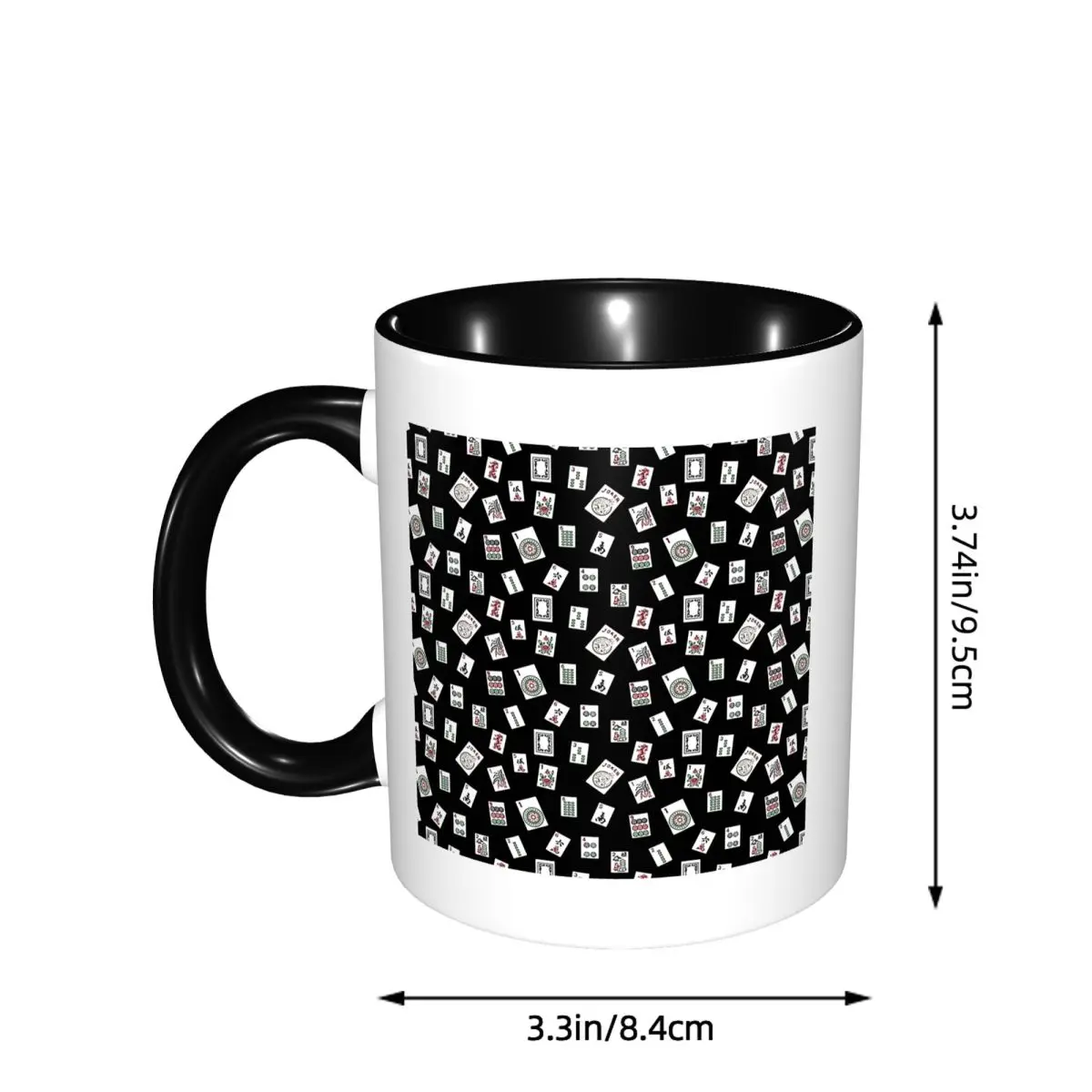 Black Mahjong Mug Funny Ceramic Coffee Cups Tea Mugs Milk Cup Drinkware Gifts for Friends