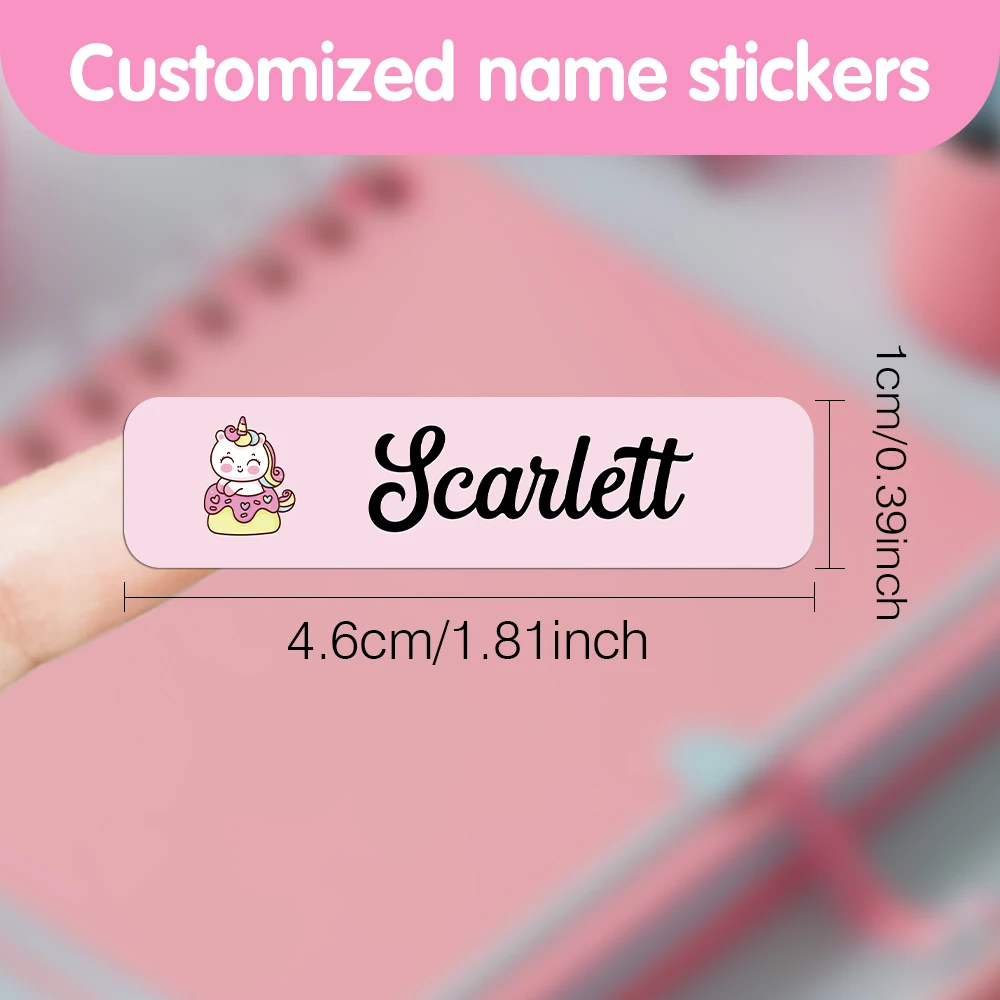 علامات اسم شخصية ملصقات لطيف يونيكورن الغيوم القمر تسميات اسم مخصص لزجاجات المياه الكؤوس والقرطاسية مقاوم للماء #5