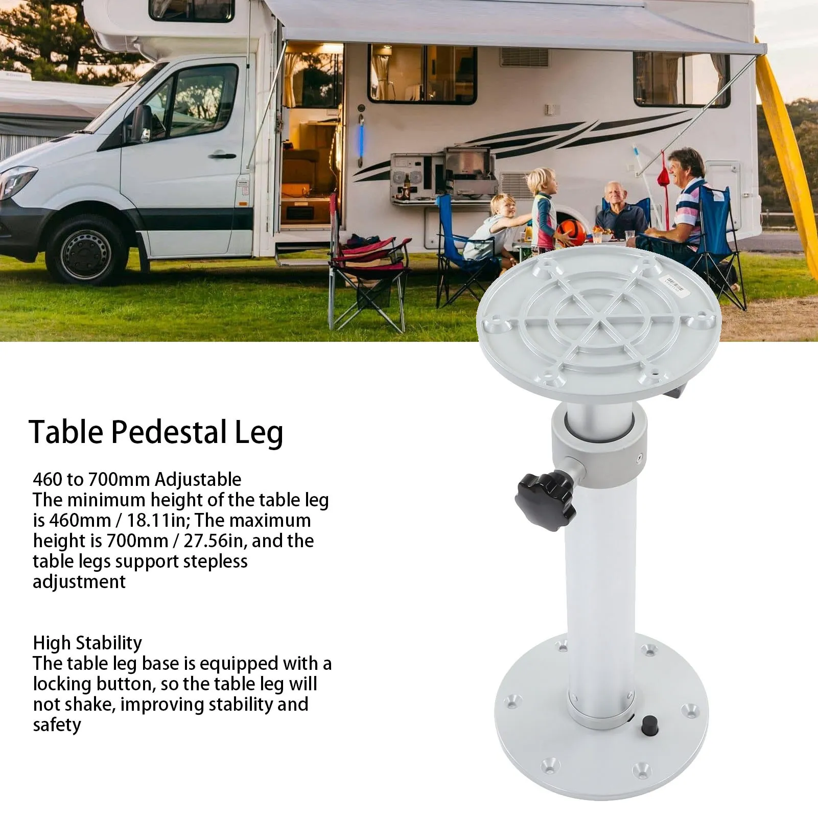 RV Table Leg RV Table Stand Table piedistallo Leg 460 a 700mm regolabile 360 ° girevole per RV Camper Boat Yacht Home