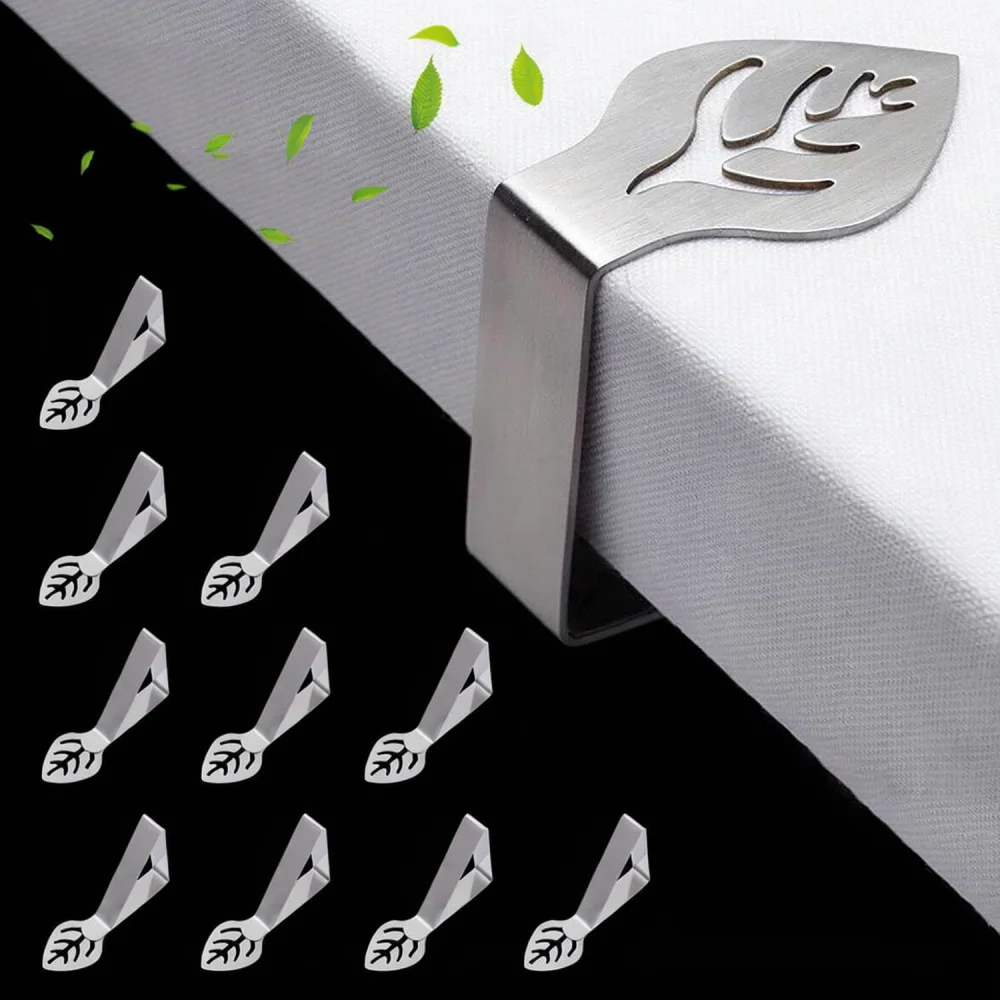 Stainless Steel Leaf Styled Tablecloth Clamp For Outdoor Picnic Garden Table Cover Decoration Anti Slip Holder Fastener