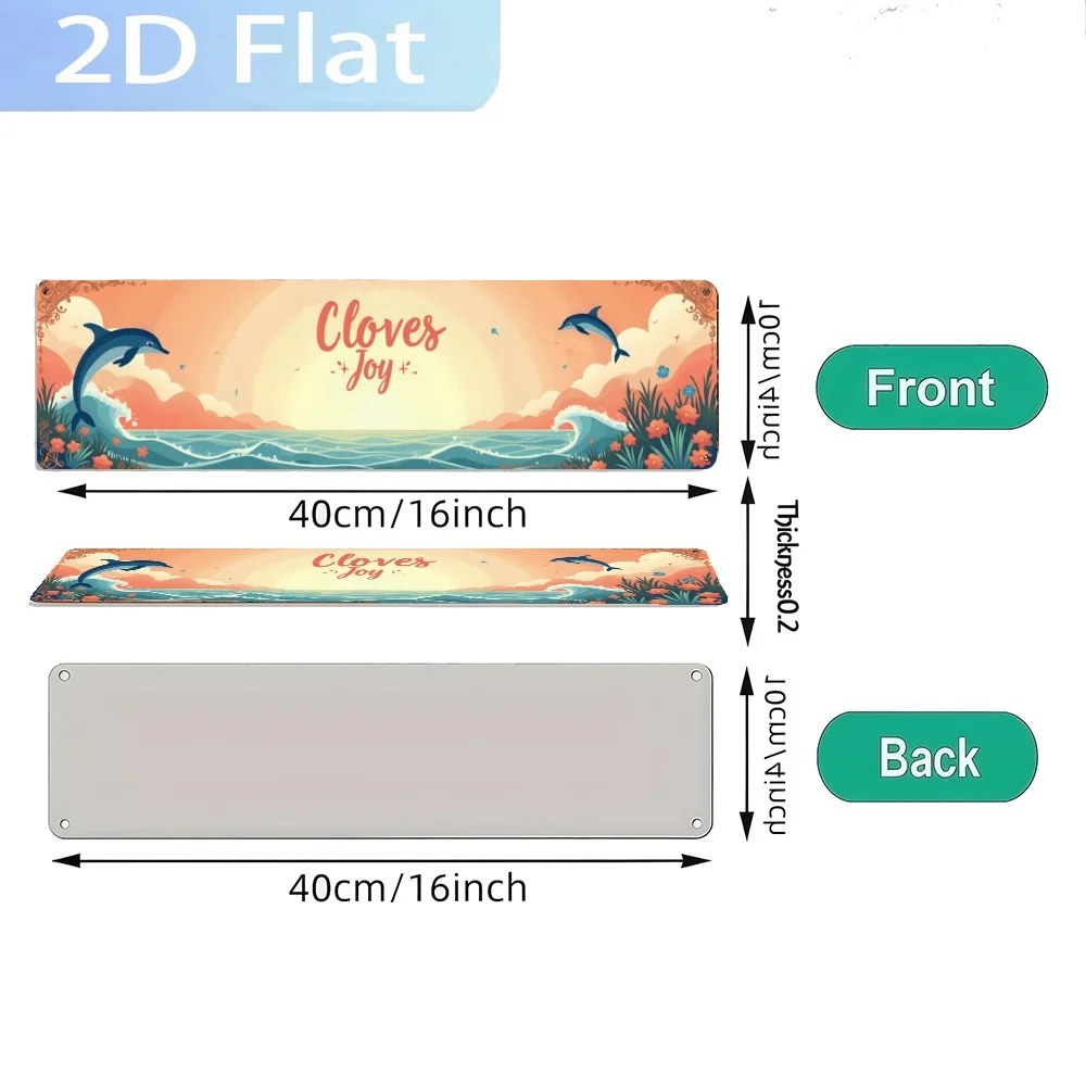 2D Flat, Vintage Sign 'Dolphins Leap Over Sea.', Elegant Wall Art Sign, Perfect for Home, Bathroom, Kitchen, Office