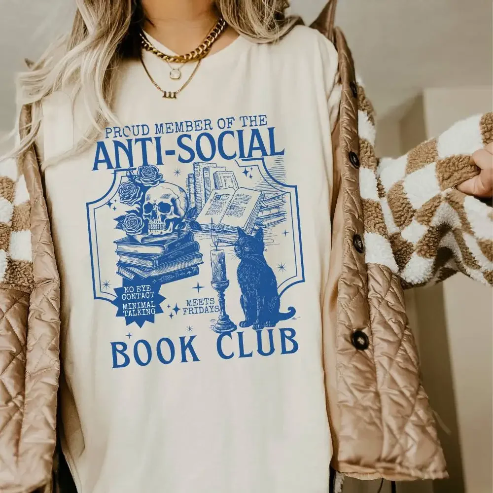 خمر المضادة للمجتمع الانطوائي قميص كتاب نادي الظلام الأكاديمية تيز عادية س الرقبة تي شيرتات قصيرة الاكمام الصيف النساء بلايز الشارع الشهير