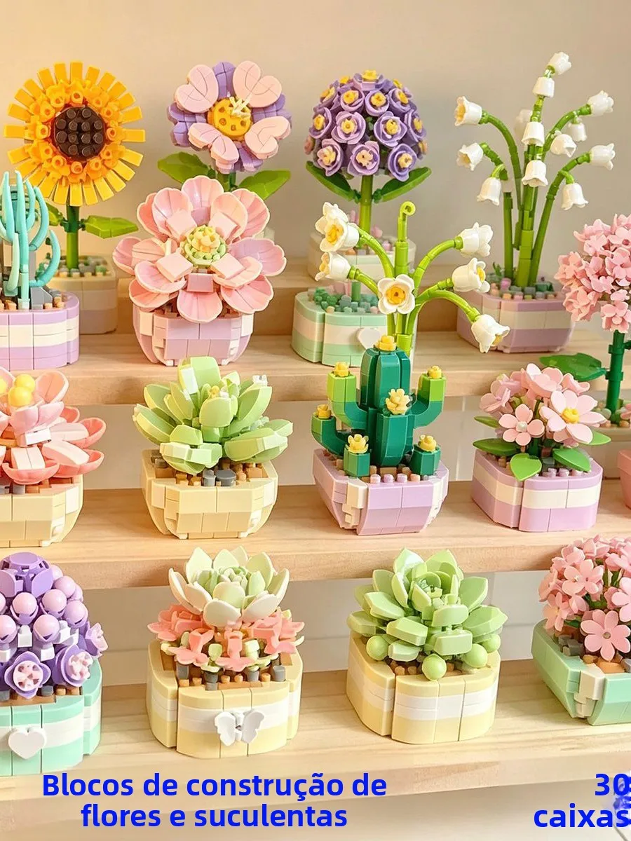 教育用ミニチュア鉢植え植物ブロック装飾品、学生向けクリエイティブギフト、子供の日、誕生日、学校用品