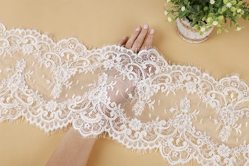 23CM di larghezza nuovo pizzo tridimensionale di fascia alta con bordo Beige, accessori per abiti da sposa fai da te fatti a mano RS4540