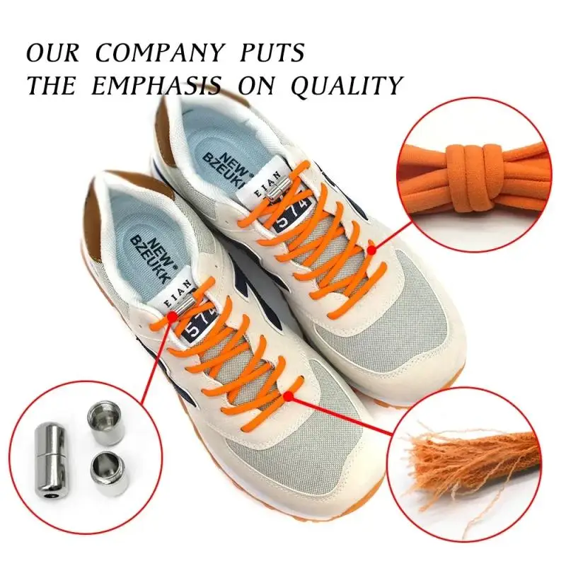 Elastic Lazy Shoelaces for Adults And Kids No-Tie Stretchy Shoelaces with Alloy Metal Capsule Buckle for Easy Footwear Fastening