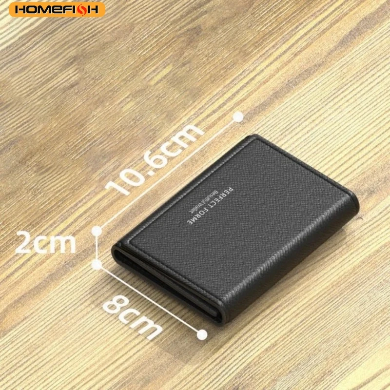 HOMEFISH Solid Color Leather Card Purse, Large Capacity Multifunctional Wallet with Photo Slot, Multi-card Holder