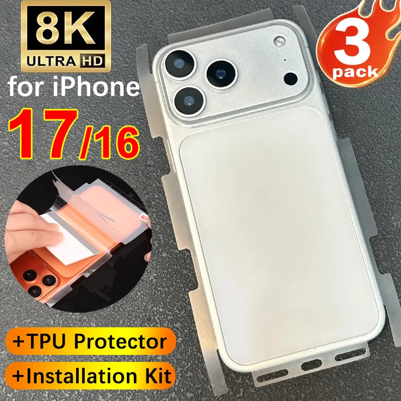 For Apple iPhone 17 16 Pro Max 17 Air 17Pro Wrap Side Edge Back Protector Scratch Autorepair Matte/HD Soft TPU Hydrogel Film 2