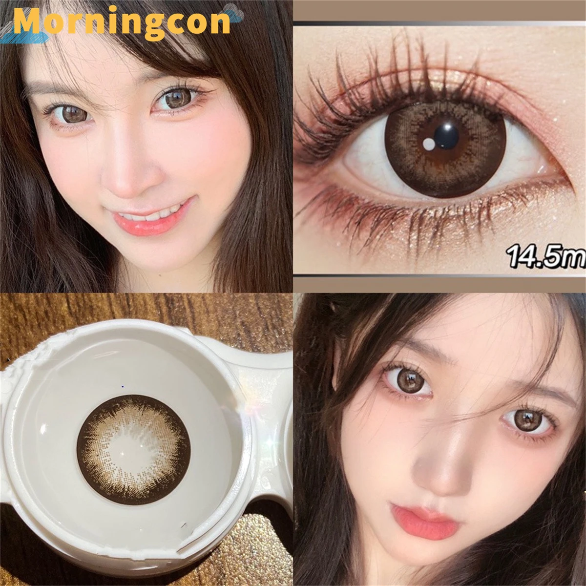 Lentes de contacto de color B65-Cerisecon, color café con leche, lentes cosméticas para una pupila hermosa, lentes naturales para miopía, con prescripción médica, 2 piezas/par