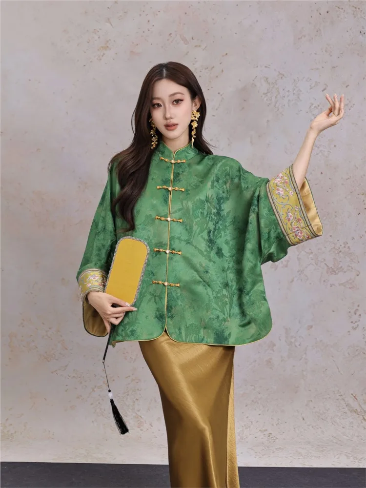 New Chinese-style embroidered button-up top for women a modified Hanfu cardigan with traditional Chinese style