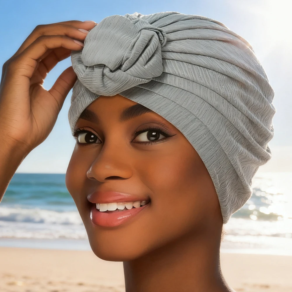 

Новый мусульманский хиджаб с узлом, тюрбан, индийская шляпа, женская химиотерапия, плиссированный платок, повязка на голову от выпадения волос, банданы, повязка на голову, Turbante Mujer