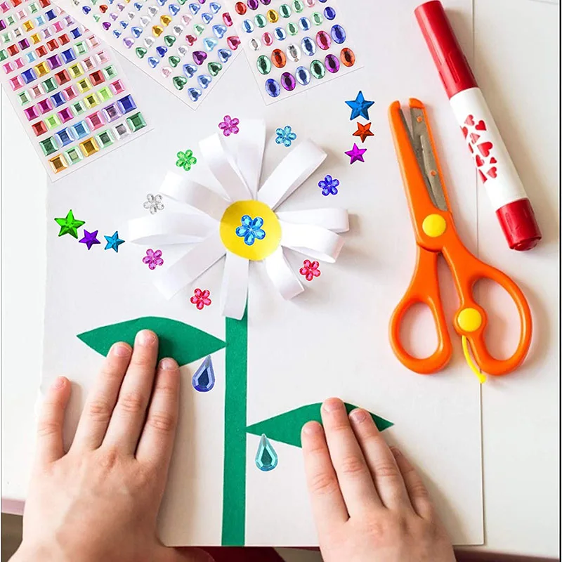 1-6 Blatt 3D-Edelstein-Acryl-Kristall-Aufkleber für Kinder, DIY-Dekoration, selbstklebend, Juwel, Basteln, glitzernde Strass-Aufkleber, Mädchen-Geschenke – Detail 8