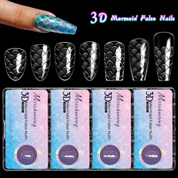 120pcs/box 3D Fish Scale Almond Ballet False Nails Acrylic Soft Full Cover Press On Nails DIY Nail Art Charm Extension Tools