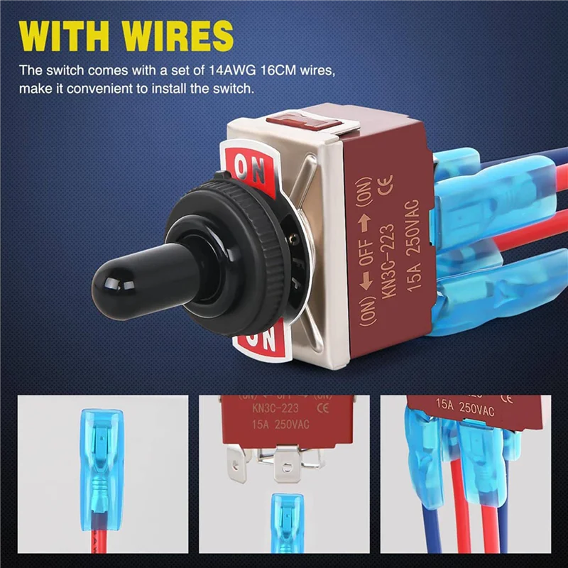 

WORTHOWN-4Pin Reverse Polarity Toggle Switch 4PCS 12V Momentary Rocker Switch 30A On Off On DPDT 3 Position Waterproof Boot Cap