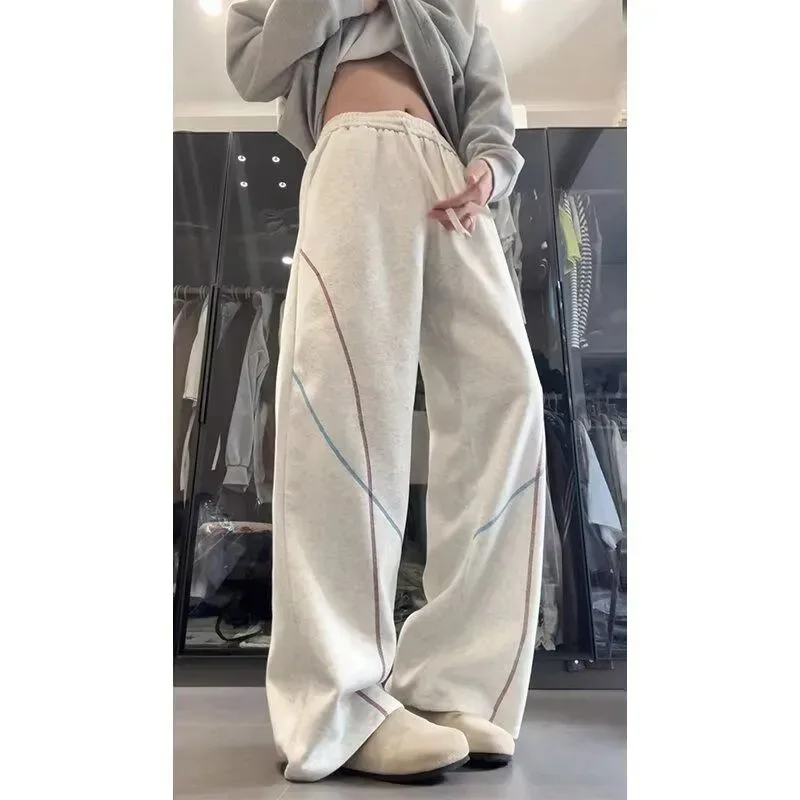 

Спортивные штаны в американском стиле, мужские осенние прямые спортивные повседневные брюки в полоску