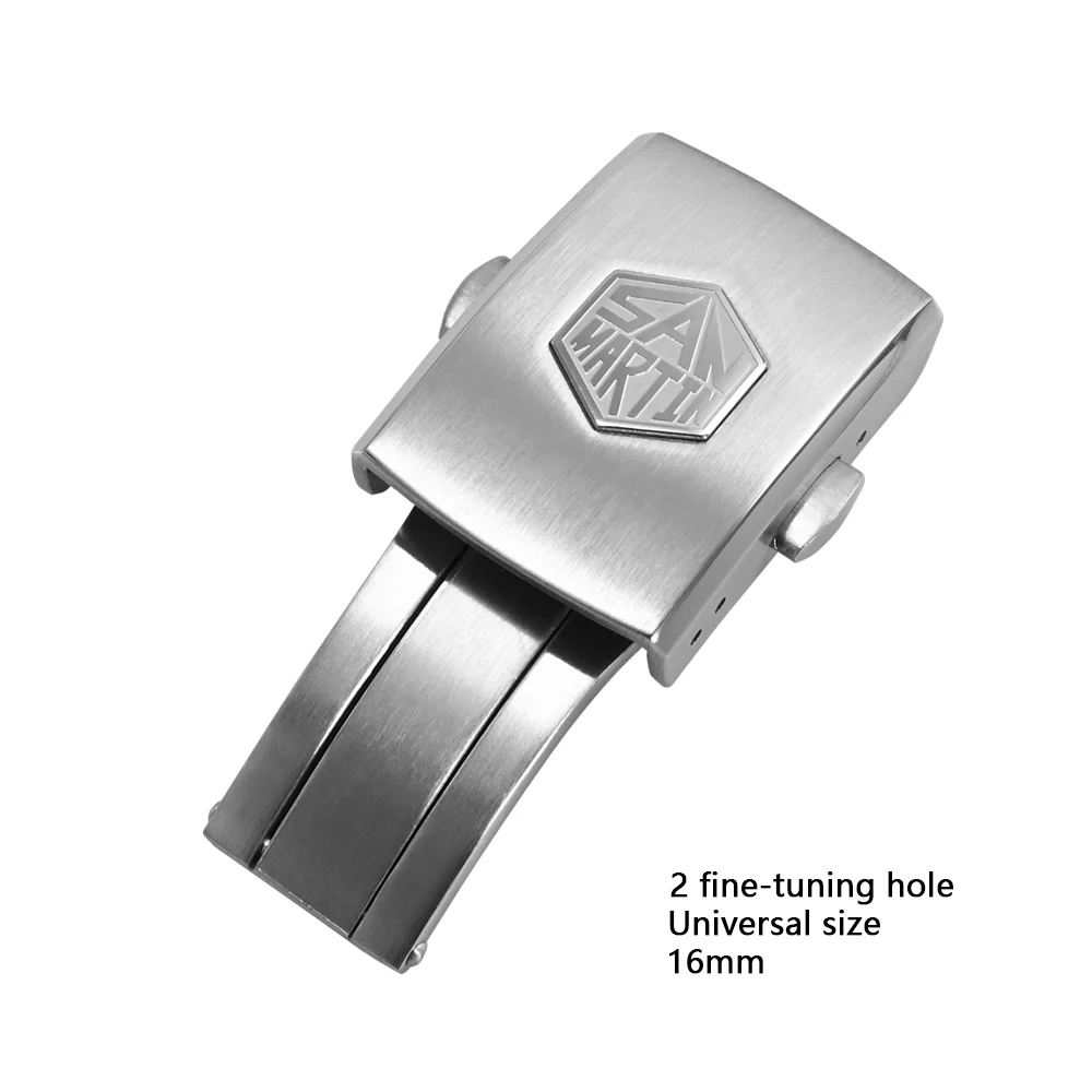 San Martin Uhrenteile, Armbandverschluss, 2/4 Mikro-Einstellloch, geeignet für 16 mm/18 mm Universalgröße, Schnalle 316L Faltschließe