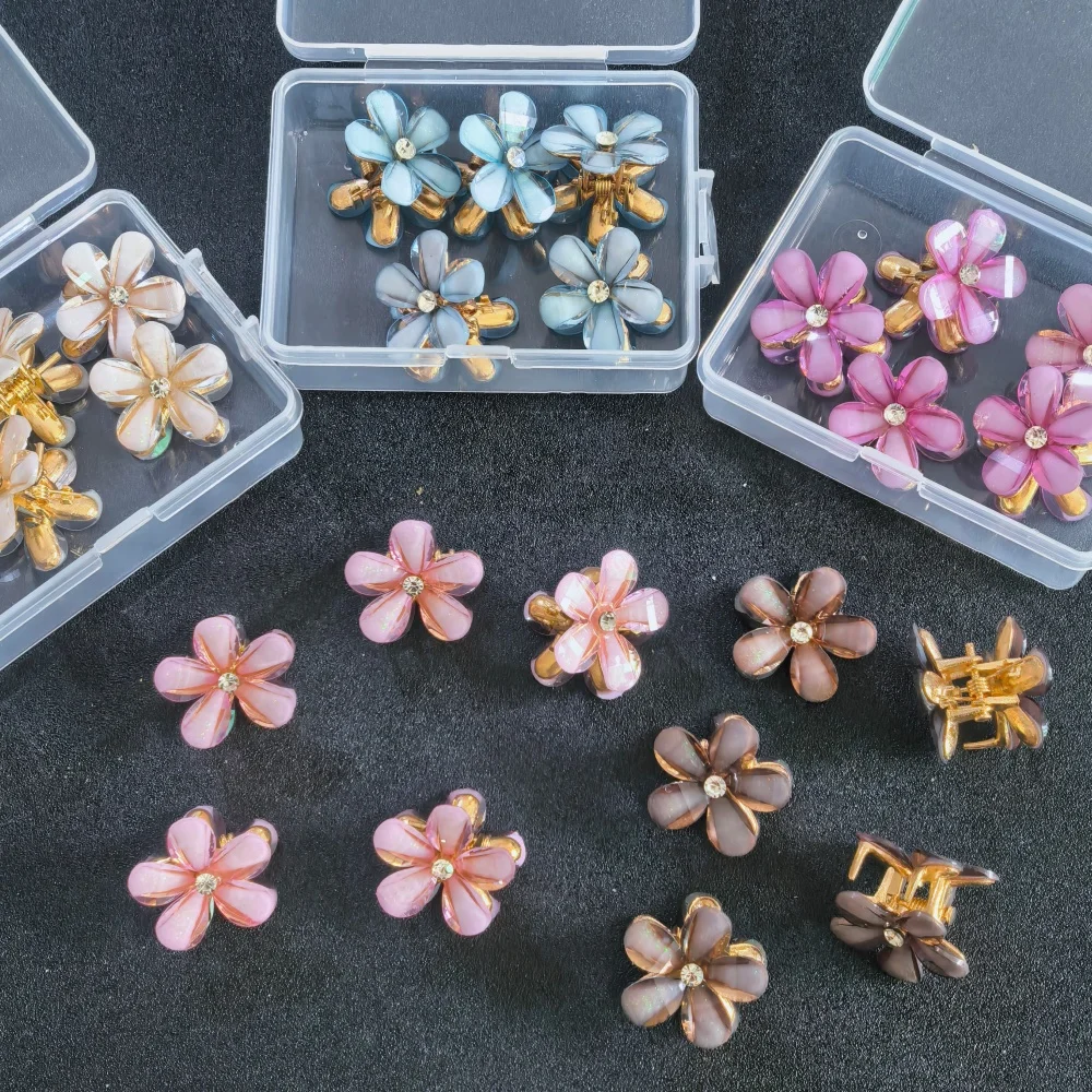 

5pcs Elegant Mini Floral Hair Claw Clips Luxury Floral Hair Accessories for Girls Small Hair Jaw Clips for Bridal Party Styling