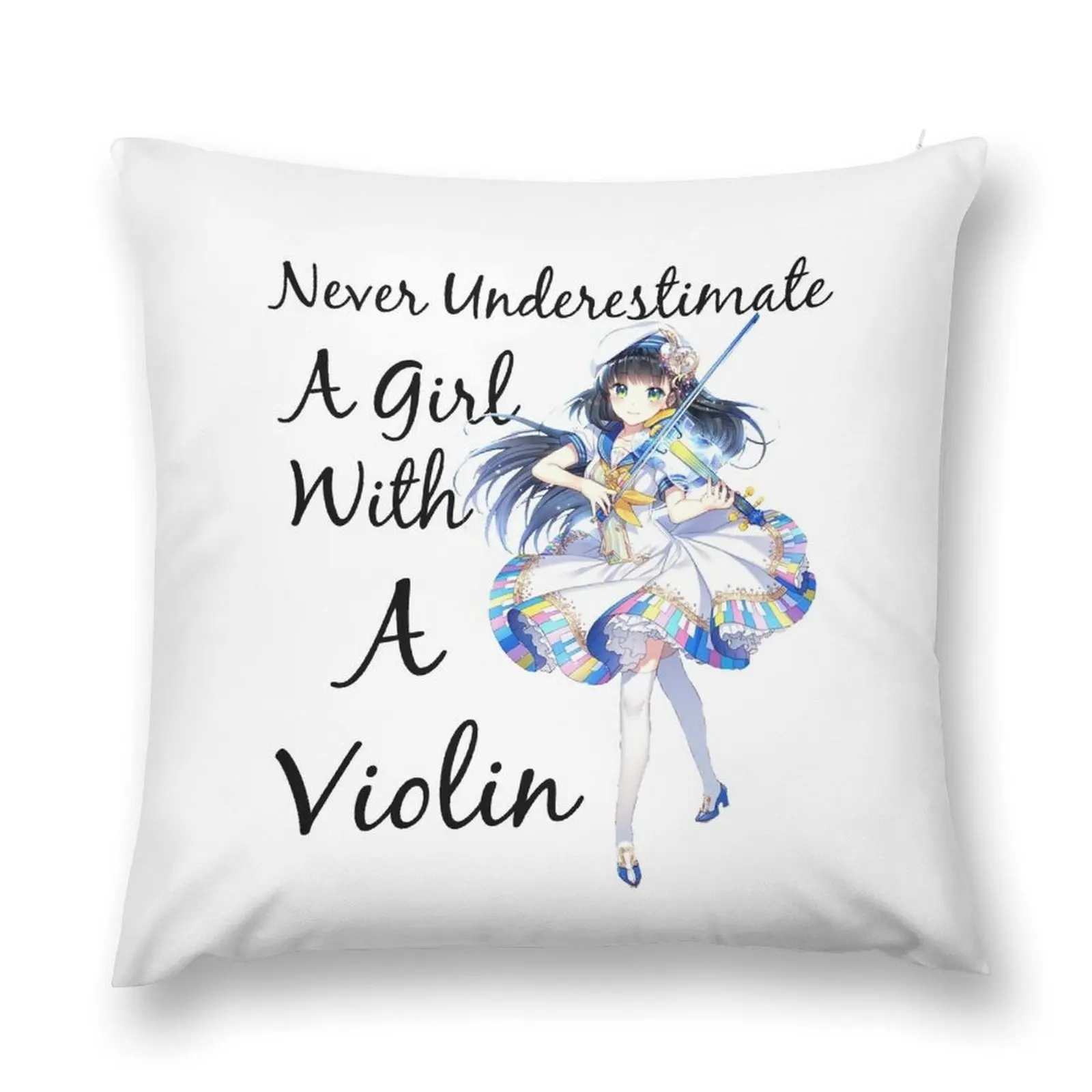 

never underestimate a girl with a violin gift for girls who play violin music lovers Throw Pillow Sofa Covers pillow