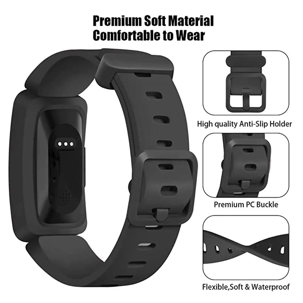 4 pçs pulseira de silicone para fitbit ace 2 crianças relógio inteligente substituição banda pulseira para fitbit inspirar hr pulseiras