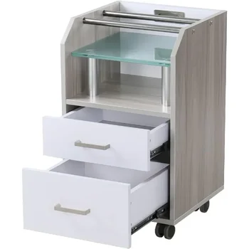 Carrello per pedicure con bagliore in vetro Carrello in legno leggero per mobili e attrezzature per salone di bellezza