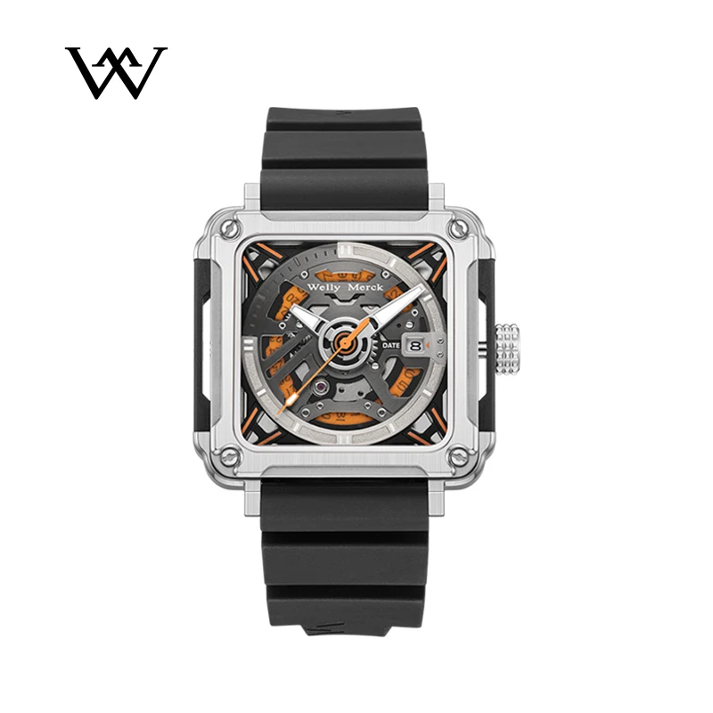 Reloj WM WellyMerck, relojes mecánicos automáticos para hombre, reloj cuadrado de acero inoxidable para hombre, serie interestelar WM090