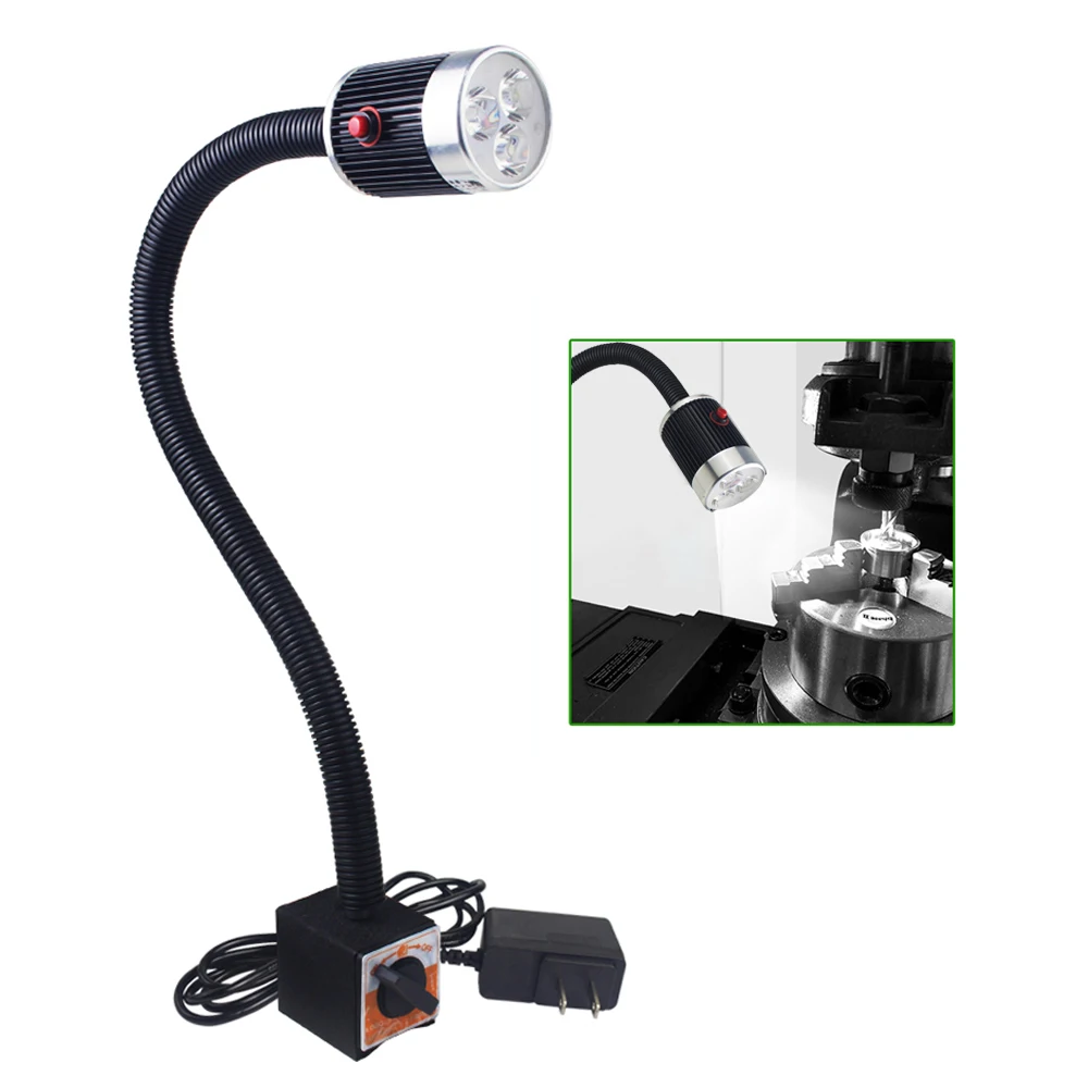 Luz Led de trabajo impermeable, Base magnética ajustable, Flexible, cuello de cisne largo, 6W, 110V-220V