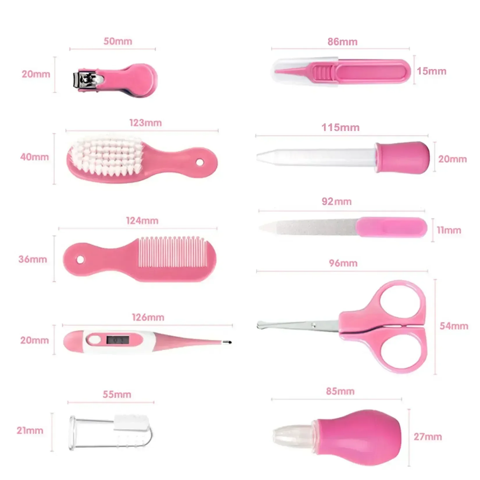 10-teiliges Baby-Gesundheitspflegeset, Nagel- und Haarpflege, Thermometer, Bürste, Haarschneidemaschine, Beißring und Zahnbürste, Baby Essentials