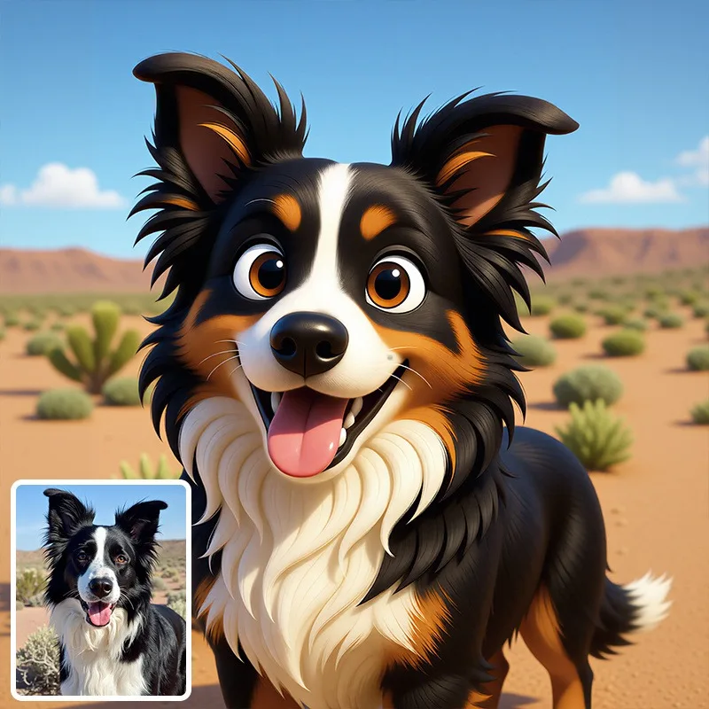 2D Flat ,  Personalized Custom unframed Dog Cartoon Portrait Poster - Personalized Pet Cartoon Artwork, Sentimental Keepsake