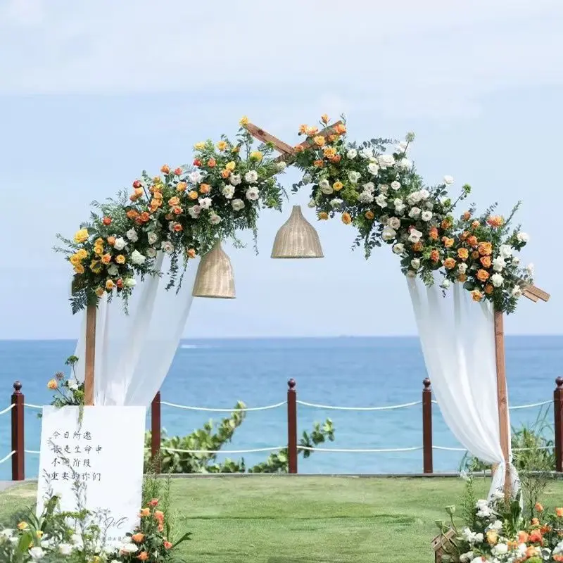 Wedding wooden arch Mori outdoor wedding flower stand wooden frame wood lawn decoration props background arrangement