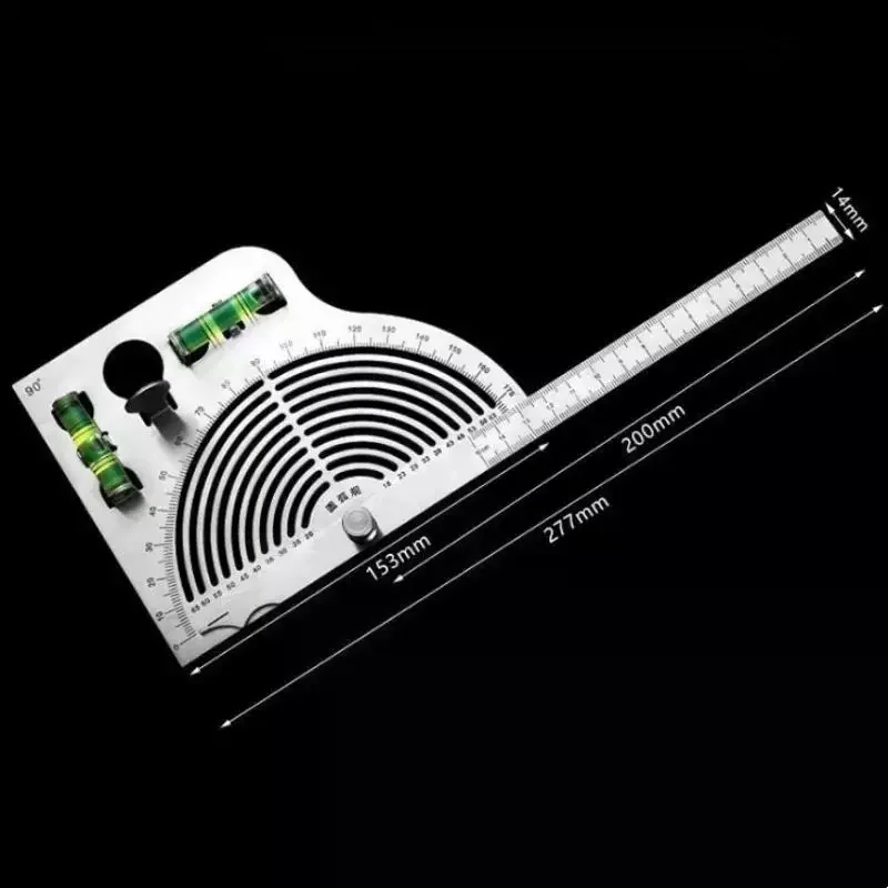 1 قطعة عالية الدقة قابل للتعديل 180 ° مسطرة زاوية - أداة قياس متحركة متعددة الوظائف من الفولاذ المقاوم للصدأ لأعمال النجارة #6