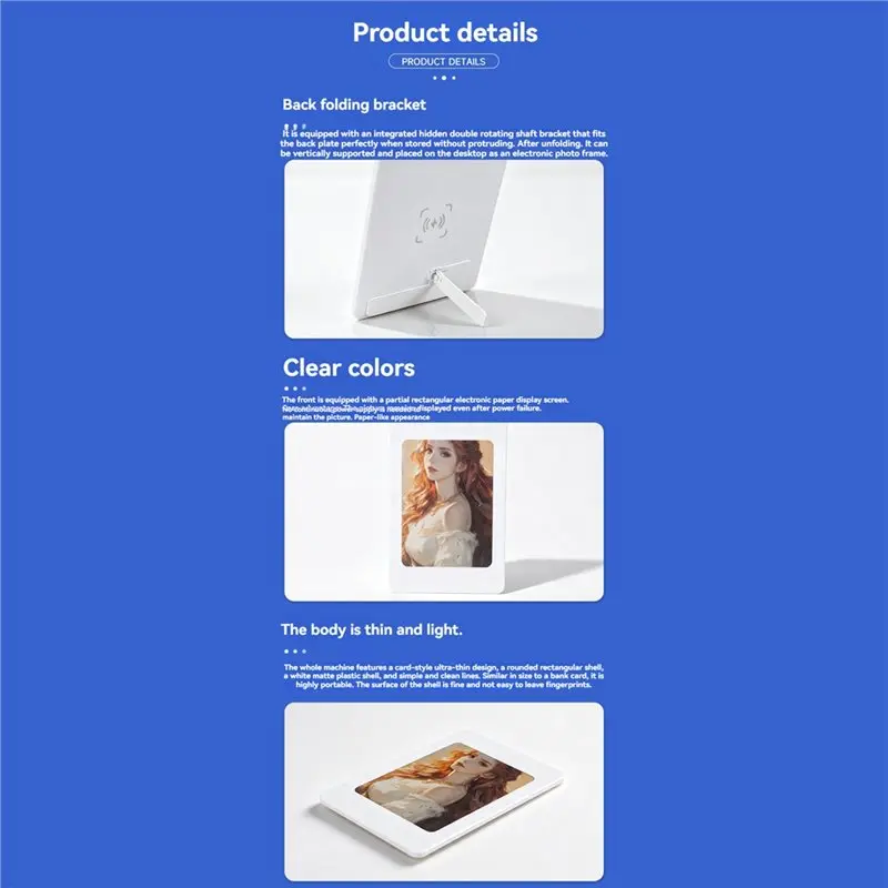 A46U Digital Photo Frame 4Inch E-Ink Display Magnetic Four-Color NFC Electronic Tag With Bracket For IOS/Android