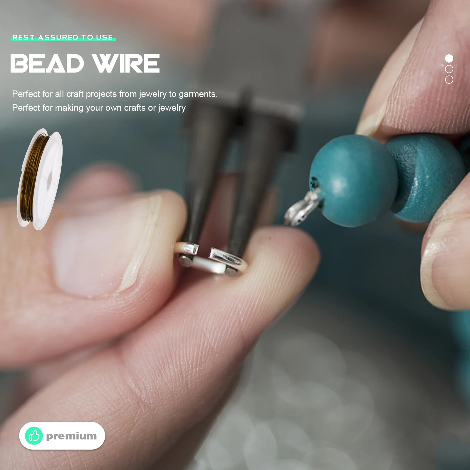 3 rollos de alambre de acero para encordar cuentas, accesorios artesanales, fabricación de joyería artesanal multifunción, decoración artística, alambre de jardinería