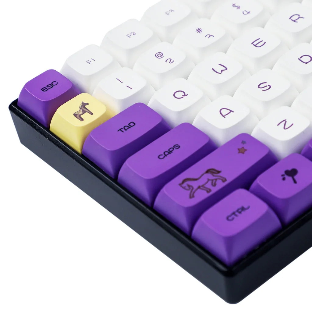 ZDA ม้า133สีม่วงสีขาว Dye Sub PBT Keycap สำหรับแป้นพิมพ์ MX 104 87 61 Melody 96 KBD75 ID80 GK64