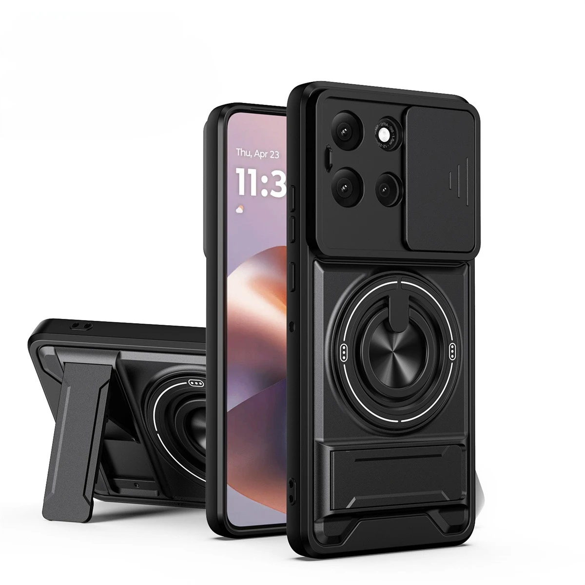 Capa de telefone magnética para motorola moto g35 g55 g86 g53 g34 g56 g84 g64 g45 5g g54 slide câmera proteção lente anel suporte capa