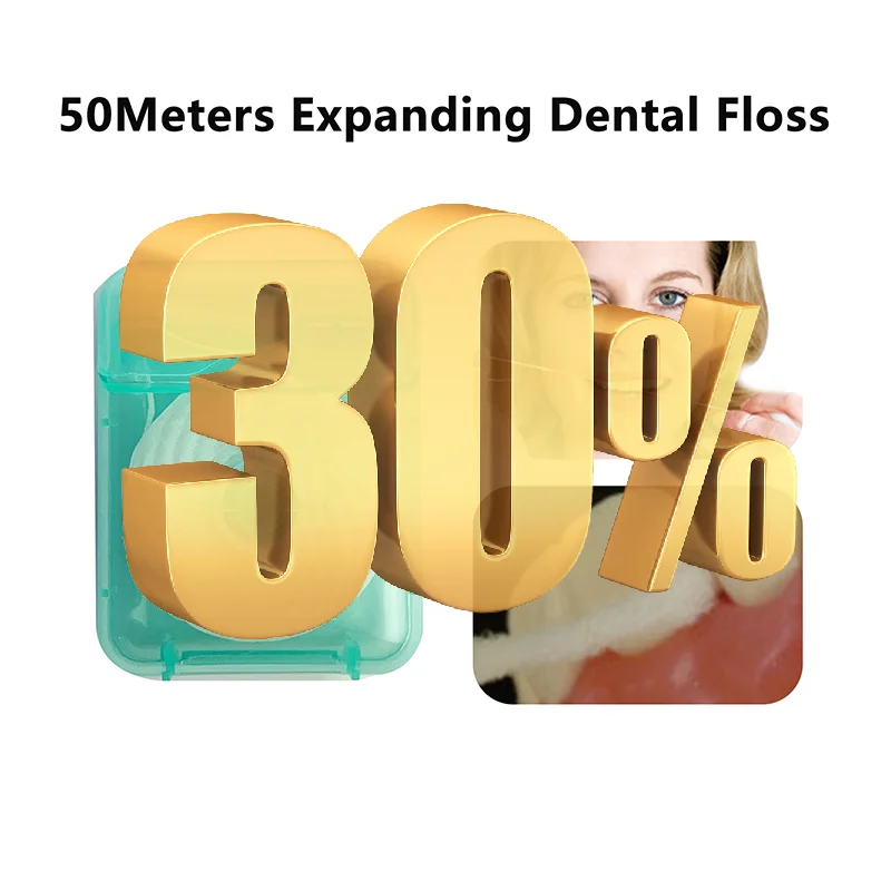 50M/Roll Water Expanding Dental Floss Roll 50M Fluffy Floss Cleaning Oral Tools Adult Home Cleaning Interdental Brush