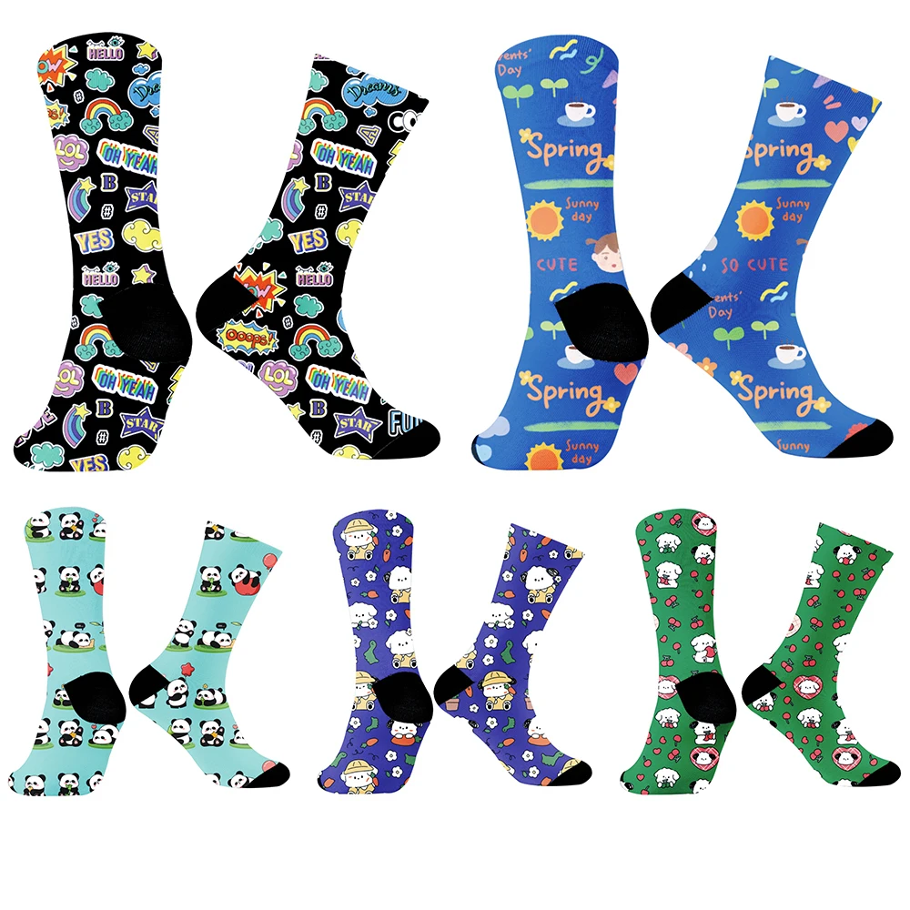 

Combed Cotton Fashion Hip Hop Socks Harajuku fruit Skateboard Socks 2024 Summer New Printed socks