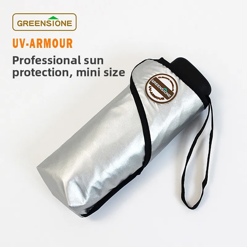 

Ультралегкий титановый серебристый зонт от солнца EENSTONE, профессиональная защита от УФ-излучения, карманный зонт для женщин, UPF50
