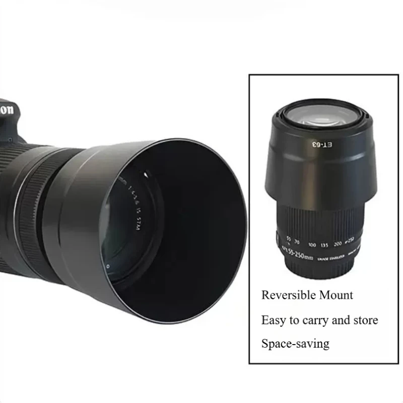 1 Pcs ET-63 Camera Lens Hood Reversible Mount Bayonet Mount  Lens Reduce Stray Light Protect Lens & Improve Image Quality