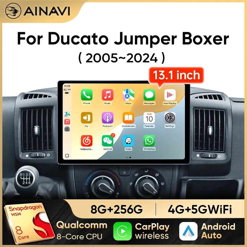 Ainavi 13.1inch Car Radio For Fiat Ducato Citroen Jumper Peugeot Boxer Dodge Ram 2500 Multimedia Wireless CarPlay Android Auto