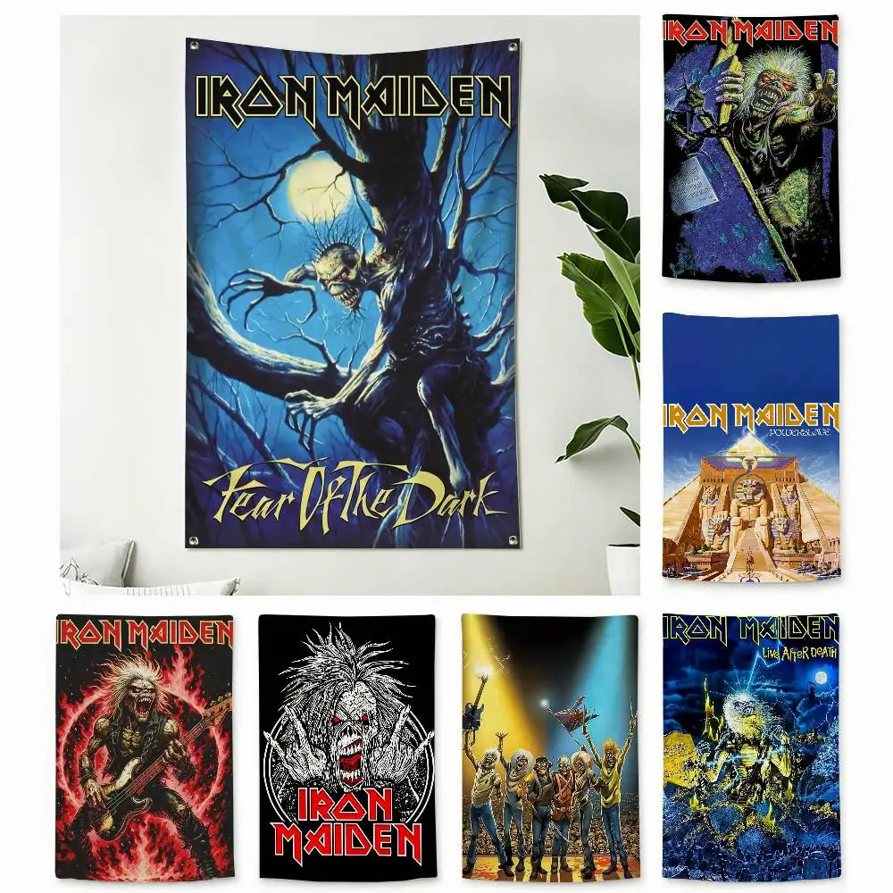 I-Iron M-Maiden Eddie Home Decor Wall Hanging Vertical Flags Indoor Outdoor