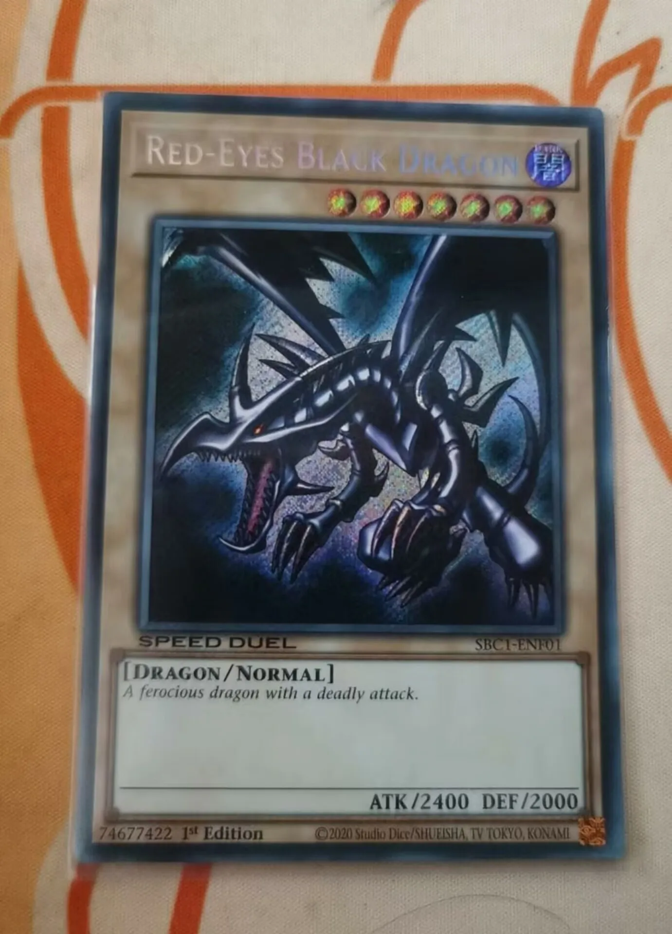 Yugioh KONAMI Duel Monsters SBC1-ENF01 Red-Eyes Black Dragon Secret Rare English 1st Edition Collection Mint Card