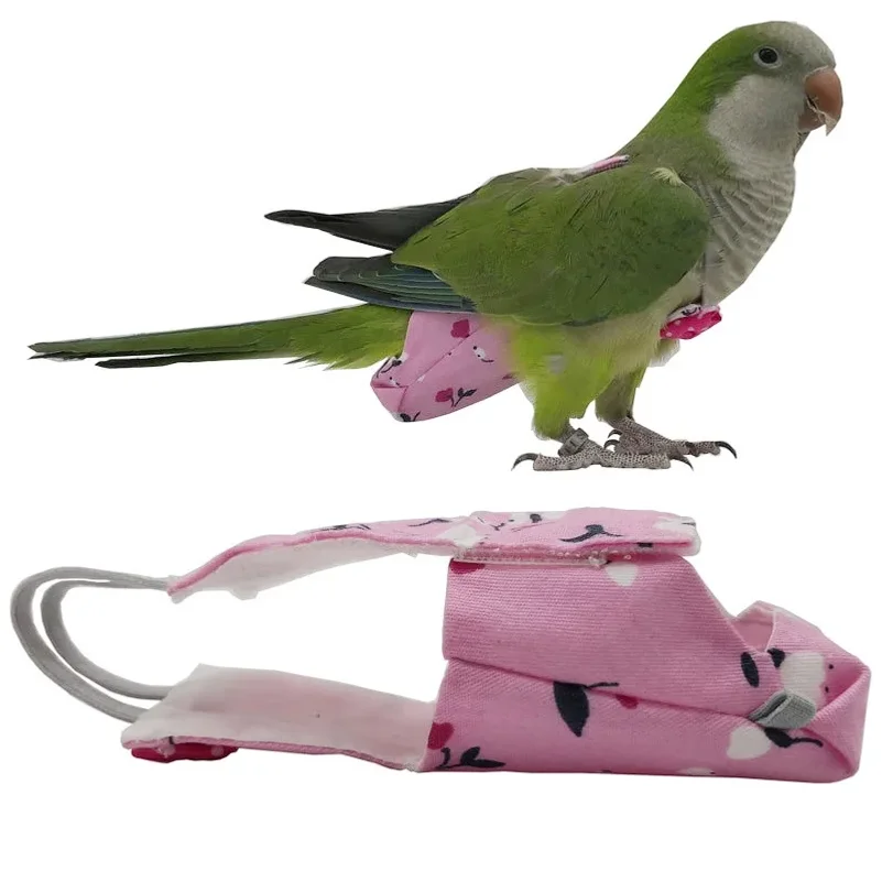 

Parrot Diaper with Bowtie Cute Colorful Fruit Floral Cockatiel Pigeons Small Medium Large Pet Birds Flight Suit Clothes Washable