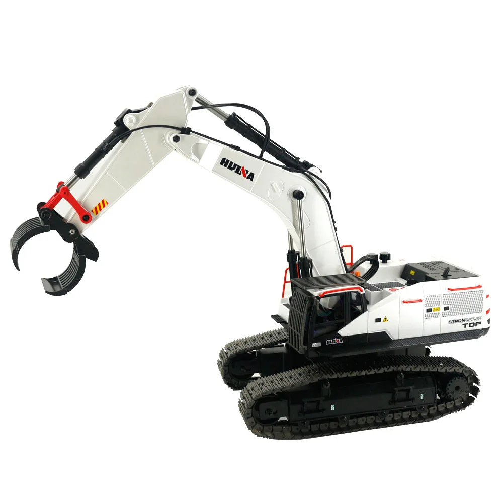 New Stock Hn1594 White 22 Channel Alloy Model Modified Machine 1:14 Electric Excavator, Best Gift For Children And Teenagers