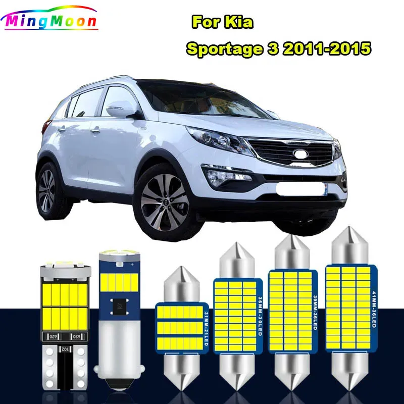 

11 шт. светодиодный внутренний светильник для карты, комплект ламп для номерного знака для Kia Sportage 3 MK3 2011 2012 2013 2014 2015, лампа для багажника и солнцезащитного козырька