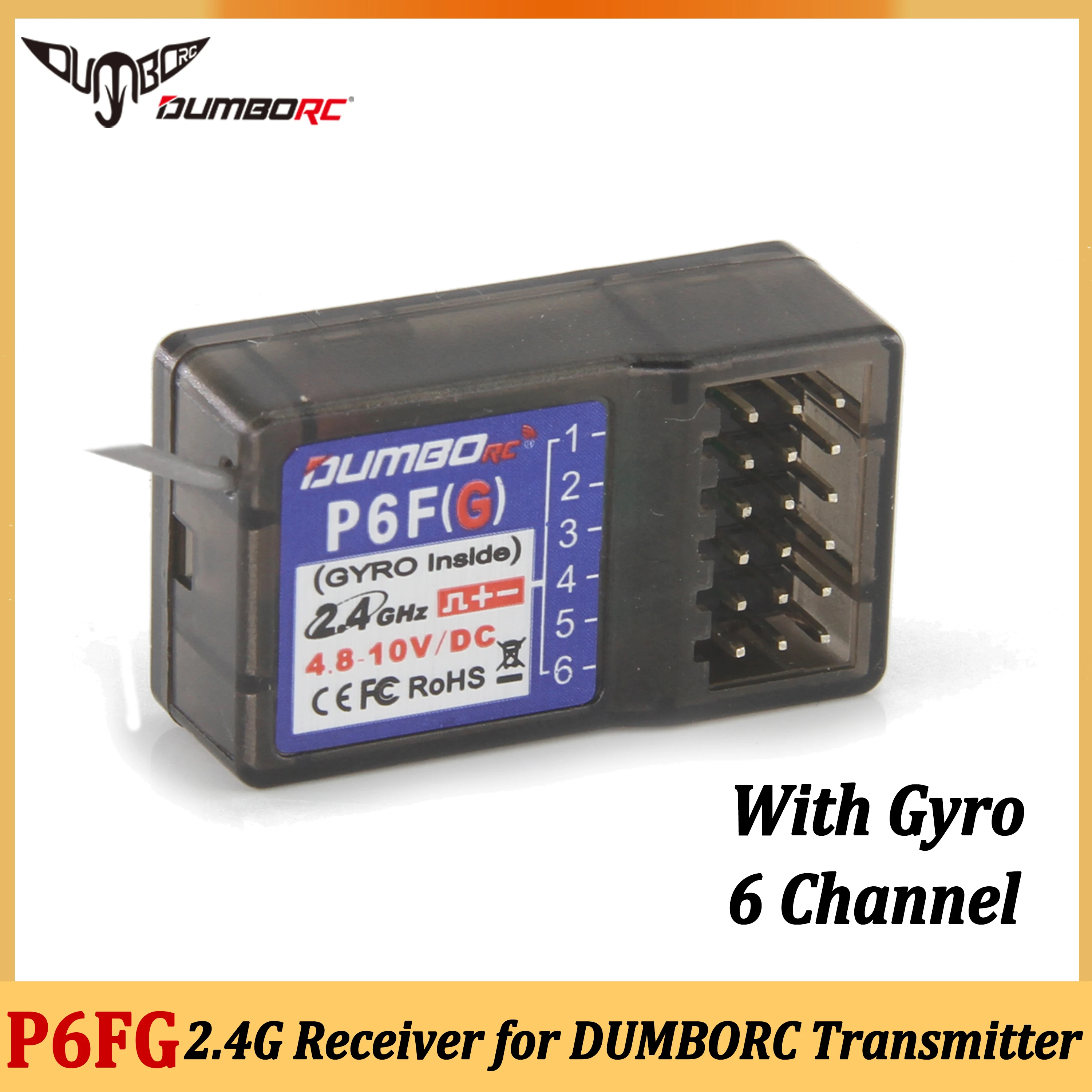 DUMBORC P6FG 6CH 2.4G Receptor Sistema de Rádio Giroscópio para X4 X6 DDF-350 Transmissor Controle Remoto RC Carro Barco Turck Axial Wltoys