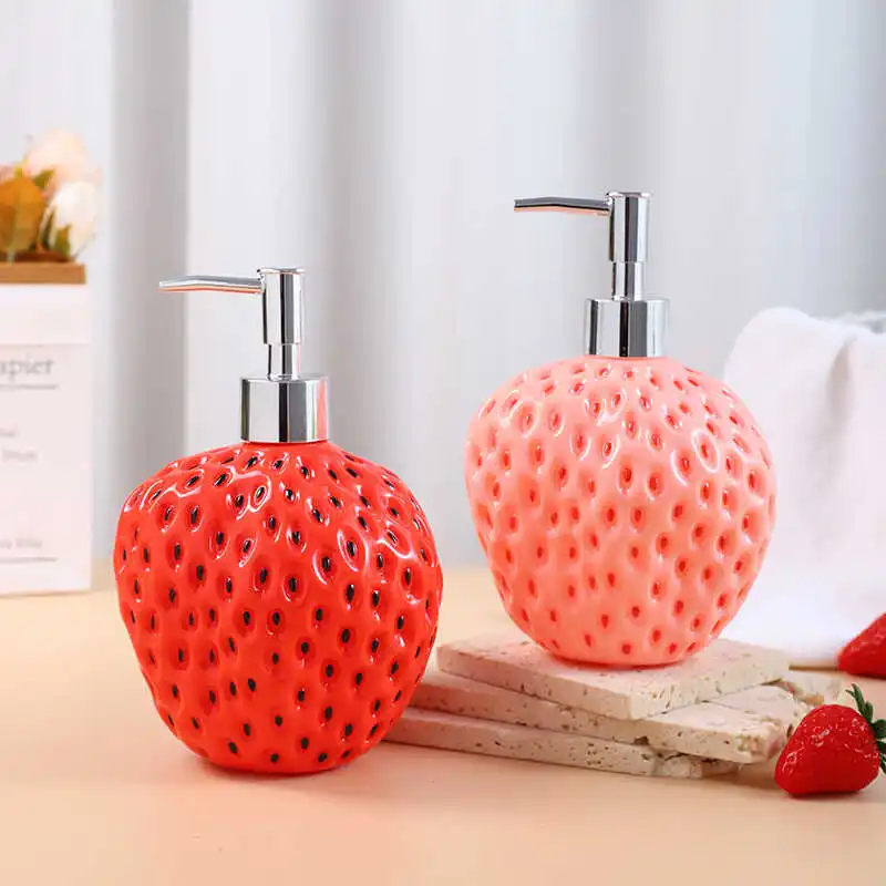

Creative strawberry hand sanitizer bottle Bathroom shampoo shower gel bottle separately Wash basin lotion bottles Home Accessori