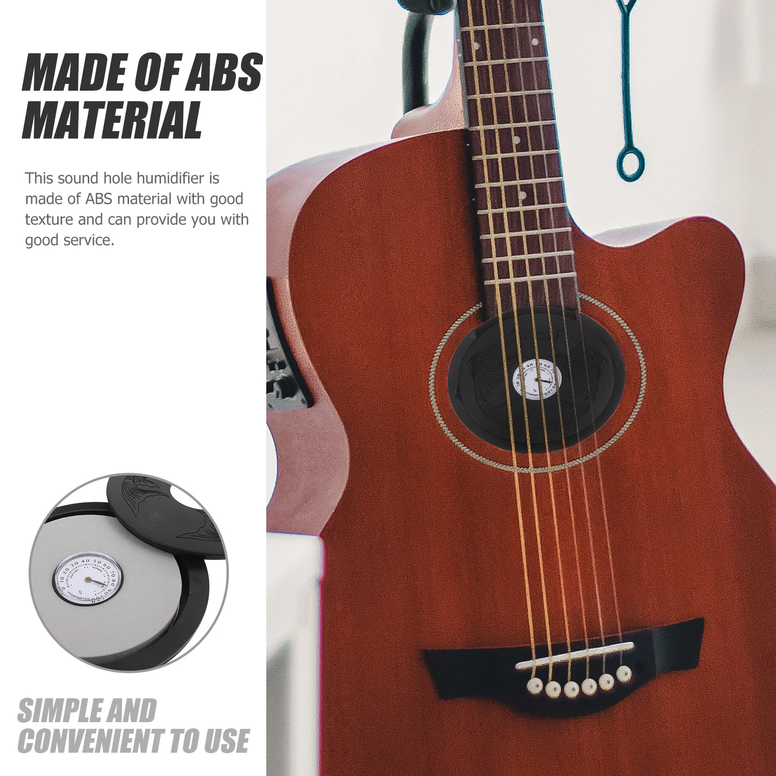 

Acoustic Guitar Humidifier Sound Hole Hygrometer Precise Needle Protect Instrument Prevent Cracking Wood Repair