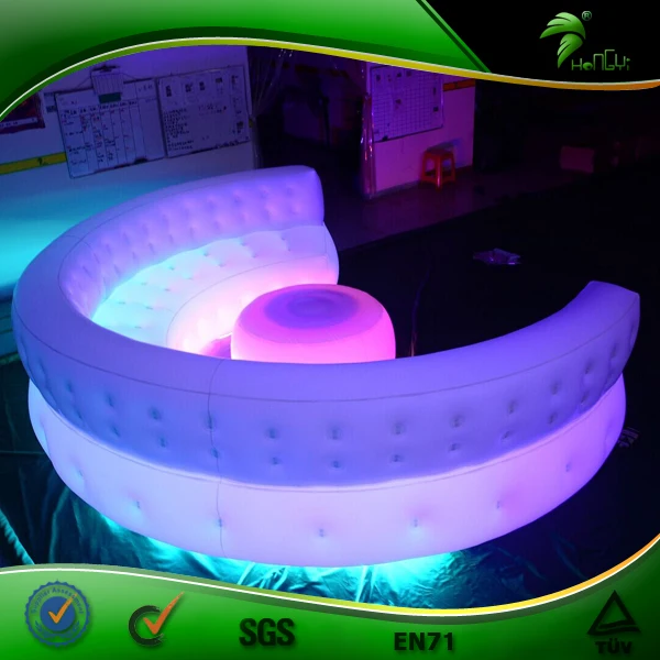 Cómodo sofá inflable de forma redonda, salón inflable con luz Led, silla de iluminación inflable gigante